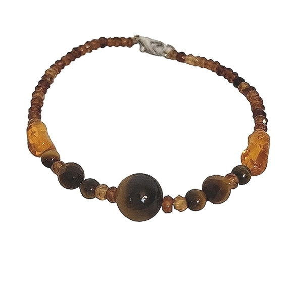 TIGERS Eye Orange Bead Crystal Bracelet - Picture 1 of 3